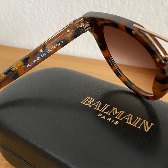 Balmain tortoiseshell BL2110 sunglasses gold brown aviator NEW in case 2110 - Picture 6 of 9